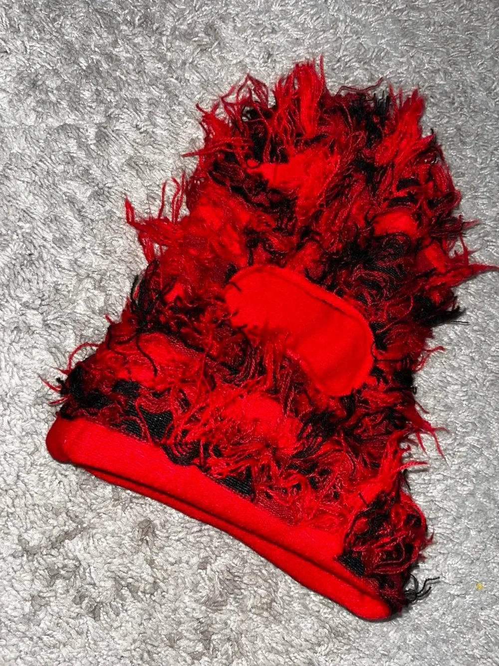 Red and Black Faux Fur Balaclava